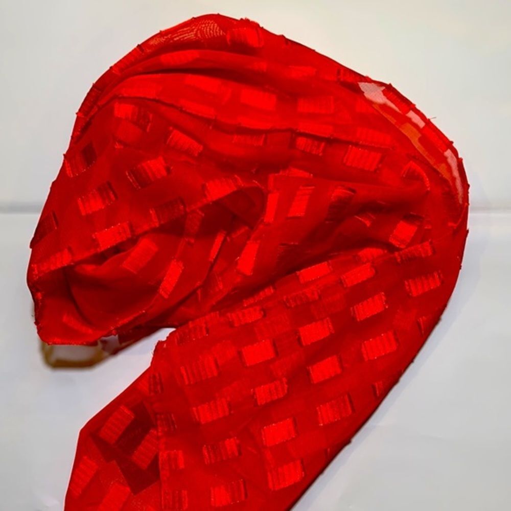 Cejon Polyester Bright Red Scarf